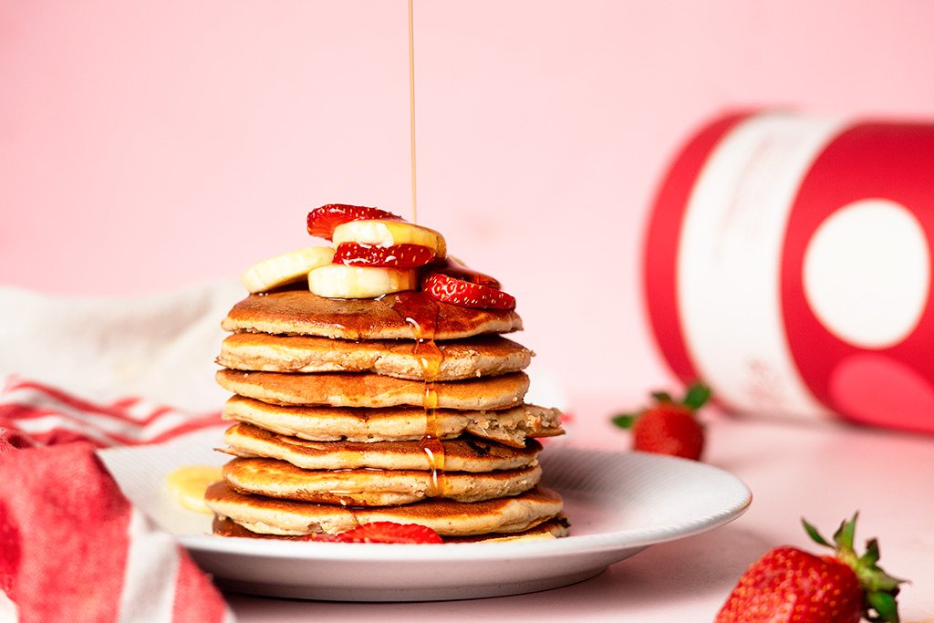 Strawberry And Banana Protein Pancakes – Go Good